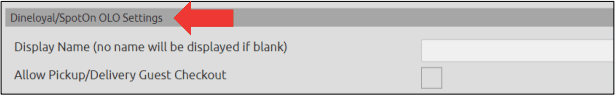 Dineloyal/SpotOn OLO Settings
