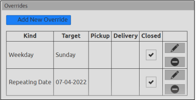 When you are done, your overrides will display all the dates that you are closed. That’s it!