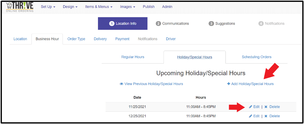 Holiday/Special Hours