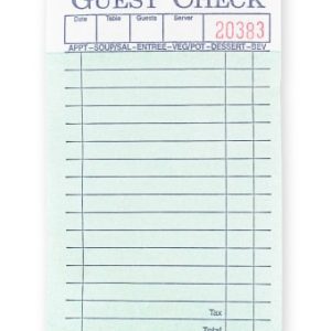 Guest Checks - 1 Part Single Paper (Green)