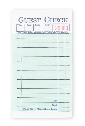 Guest Checks - 1 Part Single Paper (Green)