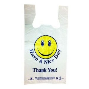 smiley face plastic bag